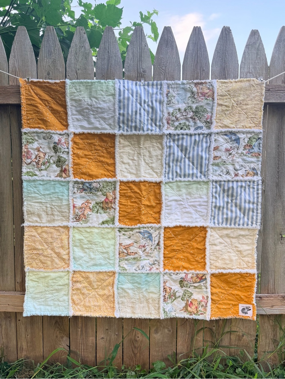 Handmade Bear Rag Quilt: Winnie the Pooh Honey Pot Bear Tiger Baby Blanket